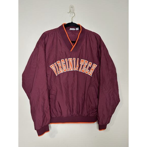 Virginia Tech Hokies Pullover Windbreaker Jacket Men's Size Medium Red Oak VTG - Picture 1 of 10